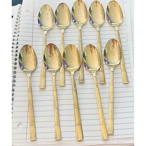 Lifetime Cutlery IC Stainless‎ Japan Bamboo Gold Electroplated Flatware 21 Piece